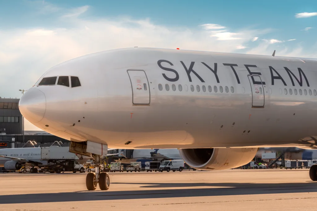 SkyTeam-livery aircraft, the alliance behind Delta, KLM, Air France, and Korean Air.